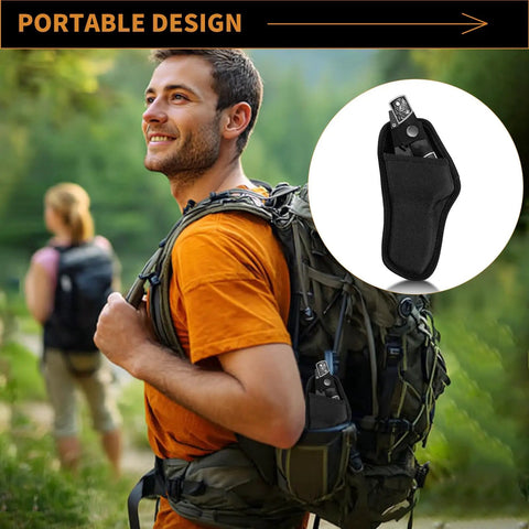 Foldable Sickle With Sheath, Knife And Saw All In One For Adventure, camping tool on hiker's backpack in nature