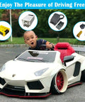 Child driving a toy car with Ride On Toy Battery Adapter And DC Motor Speed Controller Kit For 24V Conversion accessories visible.