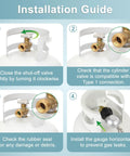 Installation guide for Six Foot Stainless Steel Braided Propane Regulator With Hose For Blackstone 28 And 36 Inch Griddles Weber Grills Patio Heaters And Fire Pits The Go To Universal Gas Grill Regulator Replacement Part; demonstrates valve and rubber seal checks.