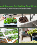 No Fuss Hydroponic Grow Sponges For Aerogarden Replacement Pods shown in indoor hydroponic garden setups and close-up view