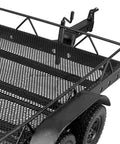 Heavy Duty RC Car Trailer And Cargo Hauler For Scx10 Scale Crawlers Bulletproof Aluminum Build straight view of cargo area with mesh design.