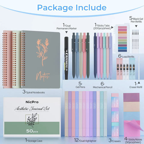 Package contents of All-In-One Cute Spiral Notebook Set For Women And Bible Journal Lovers, Includes 3 A5 Spiral Notebooks