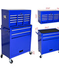 Badass 8 Drawer Rolling Tool Chest Modular Detachable Design Heavy Duty Workhorse For Garage Shop And Mechanic Large Capacity Storage Cabinet With Multiple Compartments For Professional Use, three angles showing size and compartments.