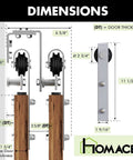 Diagram of Brushed Nickel Double Track U Shape Bypass Sliding Barn Door Hardware Kit For Four Doors 8ft Flat Track