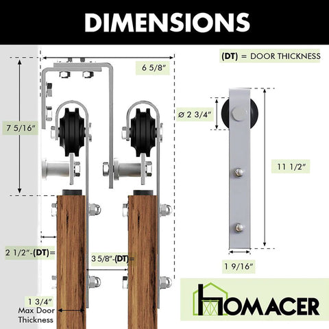 Diagram of Brushed Nickel Double Track U Shape Bypass Sliding Barn Door Hardware Kit For Four Doors 8ft Flat Track