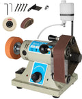 Beast Mode All In One Wet And Dry Belt Sander And Rock Polisher with 350W Motor and Water Cooling System, visible accessories included