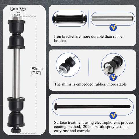 Front Stabilizer Sway Bar End Links For Chevy GMC Silverado Tahoe Suburban Yukon Escalade 2007 2016 OE Replacement Fits Avalanche 2007 2013 And Yukon XL 2007 2016, 198mm steel link
