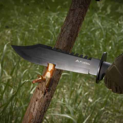 Survival Knife With Sheath 15 Inch Fixed Blade Bowie Ultra Sharp Stainless Steel Clip Point cutting wood outdoors