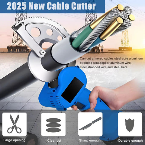 Person using Beast Cordless Electric Cable Cutter With Eight Hour Runtime Three Times Faster Than Hydraulic Cutting 5cm Capacity