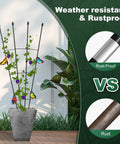 Outdoor And Indoor Garden Trellis With 47 Inch Obelisk And Tomato Cage Two Easy Setup Options Rustproof Plant Support For Potted Plants And Climbing Vines Plus 5 Decorative Butterfly Ornaments shown with rustproof material