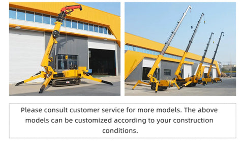 Compact Crawler Crane With Hydraulic Telescopic Boom For Narrow Access Construction And Industrial Installation showing multiple models in a yard.