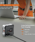 4-Side Magnetic Digital Angle Gauge With Laser Protractor Level, Rechargeable Type-C inclinometer shown with laptop and charging cable