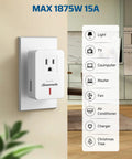 Remote Control Outlet With Magnetic Base 100 Ft RF Wireless Switch For Lamps Fans And Household Appliances 15A 1875W