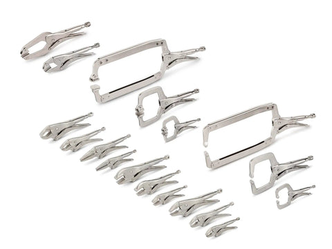 Locking Pliers And Clamps Set 18 Piece Heavy Duty Tool Kit With 6 Inch 11 Inch And 18 Inch C Clamps Swivel Pad Clamps And Curved Jaw Pliers