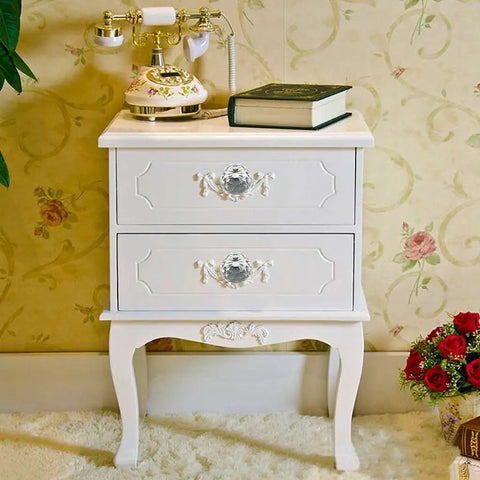 No Hassle Premium Clear Glass Crystal Cabinet Knobs 8 Pack Round Drawer Pulls With Slick Mirror Shine Including Three Mounting Screws For Quick Home Decor Refresh Project on white nightstand.