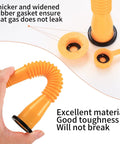 Gas Can Spout Replacement Kit 7 Piece Nozzle Set shown with flexible bendable HDPE spouts, vent cap, and durable seals for refueling.