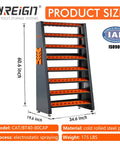 Cat BT40 Large Capacity CNC Tool Holder Keeper And Storage Cart side view, ABS construction, 8-row holder, 60.6 inches high