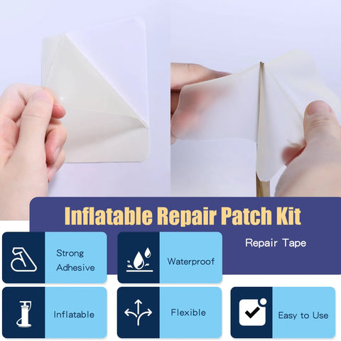 Workhorse Inflatable Patch Repair Kit Waterproof TPU Pool Repair Tape heavy duty patch being peeled