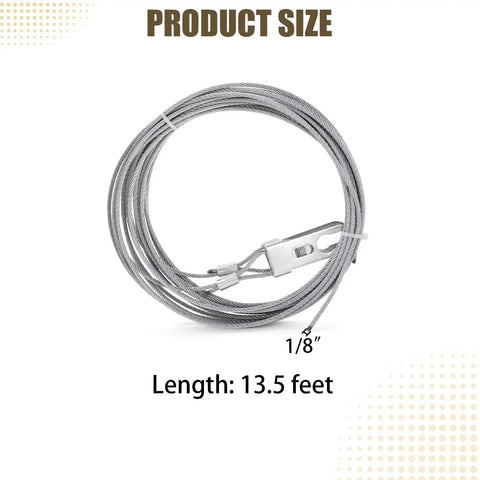Heavy Duty Extension Spring Cable Set For Garage Doors In Galvanized Carbon Steel One Eighth Inch Diameter And Thirteen And A Half Feet Long