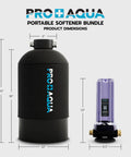 Portable 16,000 Grain Water Softener For RVs, Trailers, Boats And Mobile Washes with dimensions shown