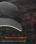 Standard Baseball Cap With Bump Cap Insert 8946 Black Work Hat Built For The Job Site with reflective piping in work setting