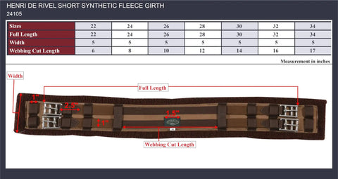 Short Synthetic Fleece Girth With Soft Fleece Lining For Dressage 22 Inch Black Stainless Steel Roller Buckles Elastic Ends Imported Girth