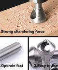 4 Piece Titanium Coated 90 Degree Countersink Drill Bits For Rock Solid Wood Chamfering And Soft Metal Deburring with strong chamfering force.