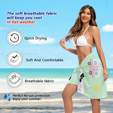 Loose Fit Swim Cover Up For Hot Summer Days Ultra Lightweight Breathable Polyester Beachwear Relaxed Wrap on woman by beach