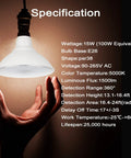Radar Motion Sensor Outdoor Flood Light Bulbs PAR38 LED Dusk to Dawn Security Bulbs 15W 100W Equivalent 5000K Daylight for Porch Garage Driveway 360 Degree Coverage Weatherproof No Brainer Install 2 Pack, PAR38 bulb spec