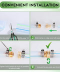 Garden Hose Repair Kit With Clamps And Fittings For 3/4 Or 5/8 Inch Hoses, installation steps with connectors and clamps visible.