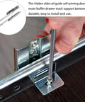 Installation of Two Section Drawer Runner Slides With Silent Damping Buffer for Cabinet Drawers, featuring steel rails