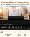 Back view of Portable 88 Keys Semi Weighted Electric Digital Piano with USB MIDI ports and headphone jack for beginners