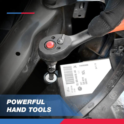 Using a Tamper Proof Hex Bit Socket Set 26 Piece For SAE And Metric Sizes 5/64 To 9/16 Inches And 2 To 14 mm in automotive repair.