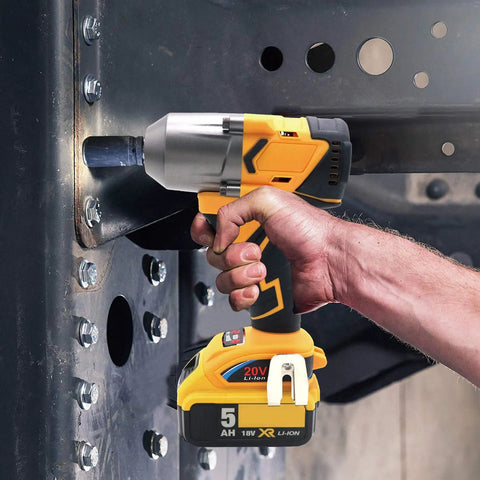 Person using the Beast Torque 500 Foot Pounds 20V Cordless Half Inch Brushless Impact Wrench on metal bolts