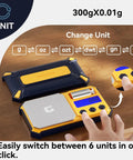 Pocket Gram Scale 300g x 0.01g High Precision Digital Scale For Jewelry And Powders with unit switch feature.