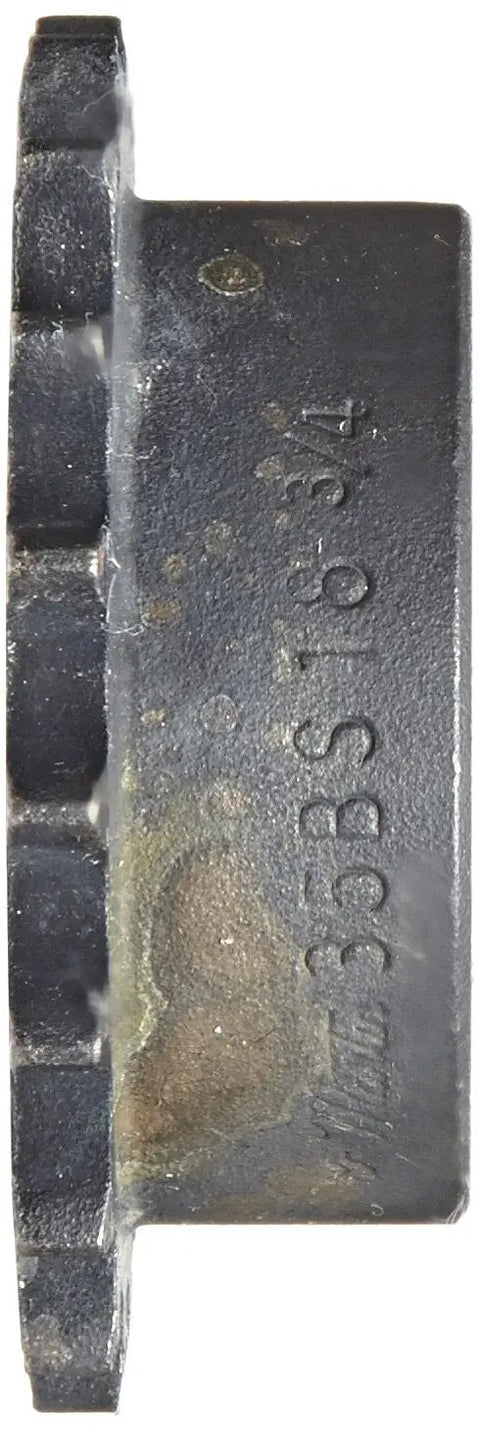 Side view of Roller Chain Sprocket Type B Hub For 3/8 Inch Pitch 35 Chain Single Strand With 18 Teeth 0.75 Inch Bore showing width.