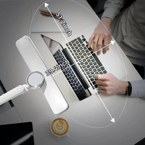 Eye Care Desk Lamp With Auto Dim, CRI 97, And Adjustable Color Temperature for multi-monitor setup.