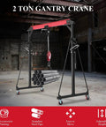 Heavy Duty Adjustable Shop Crane Lift Hoist With 8 To 12 Feet Height 4400 Lbs Capacity Triangular Base For Safe Lifting In Warehouse
