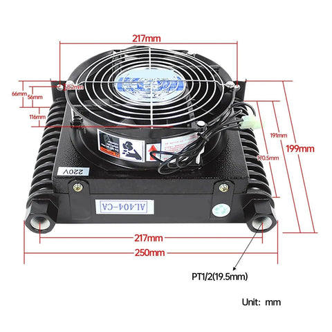 Beefed Up Hydraulic Oil Cooler With 10 Liters Per Minute Flow And 1.0 MPa Working Pressure, dimensions labeled in mm