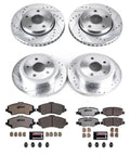 Front and Rear Brake Kit for Jeep Wrangler 2007 2017 and 2018 JK Upgrade with Carbon Ceramic Brake Pads and Drilled Slotted Rotors K2798-36