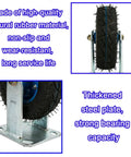 Industrial Pneumatic Caster Wheels With 360 Degree Swivel Top Plate And Fixed Plate for workbenches, steel and rubber design.