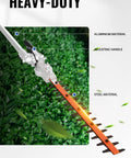 16 Inch Universal Hedge Trimmer Attachment with dual action blade and articulating head for gas powered tools in use