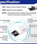 Specifications of Six Pack Digital Temperature And Humidity Sensor Modules Compatible With DHT22 AM2302 for Arduino Raspberry Pi.