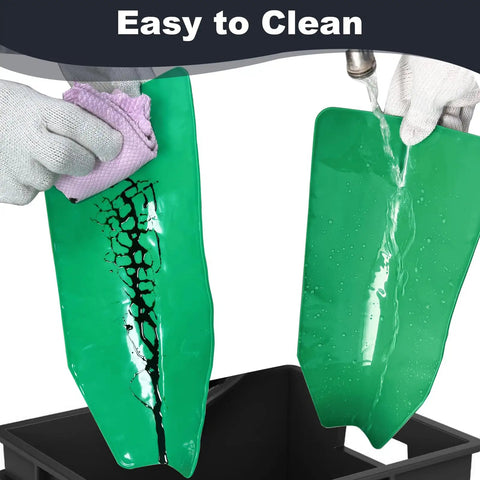 Flexible Foldable Oil Change Funnel For Automotive Use being cleaned with water and cloth, preventing spills