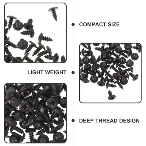 Hardcore Carbon Steel Mini Wood Screws Deep Thread Fasteners Furniture Hardware Kit No Sweat Assembly Tough Little Bolts For Home Repair Heavy Duty Small Screw Replacement Kit 100 Pack, compact sizes and deep thread design.