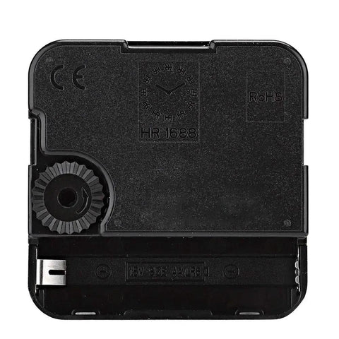 Back view of DIY Quartz Clock Movement Kit with Plastic Shell, showcasing battery compartment and gear mechanism.