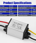 Premium DC-DC Buck Converter Step-Down Voltage Regulator with specifications, outputs 7.5V at 3A from 12V or 24V source.