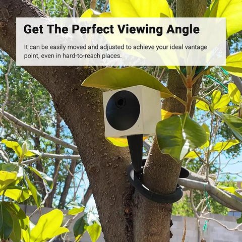 Heavy Duty Flexible Twist Mount For Indoor And Outdoor Security Cameras wrapped around a tree branch, securing the camera for optimal viewing.