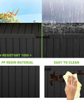 75 Gallon Outdoor Storage Box Weatherproof And Lockable For Patio Cushions, Garden Tools, And Outdoor Gear Black showing UV resistance and easy cleaning