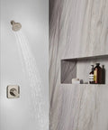 Genta LX Brushed Nickel Shower Trim Kit With Pressure Balance For Eco Performance Home Spa Modern Bath Upgrade Easy Install Including Showerhead, Handle, And Tub Spout PosiTemp Valve Required Valve 2510